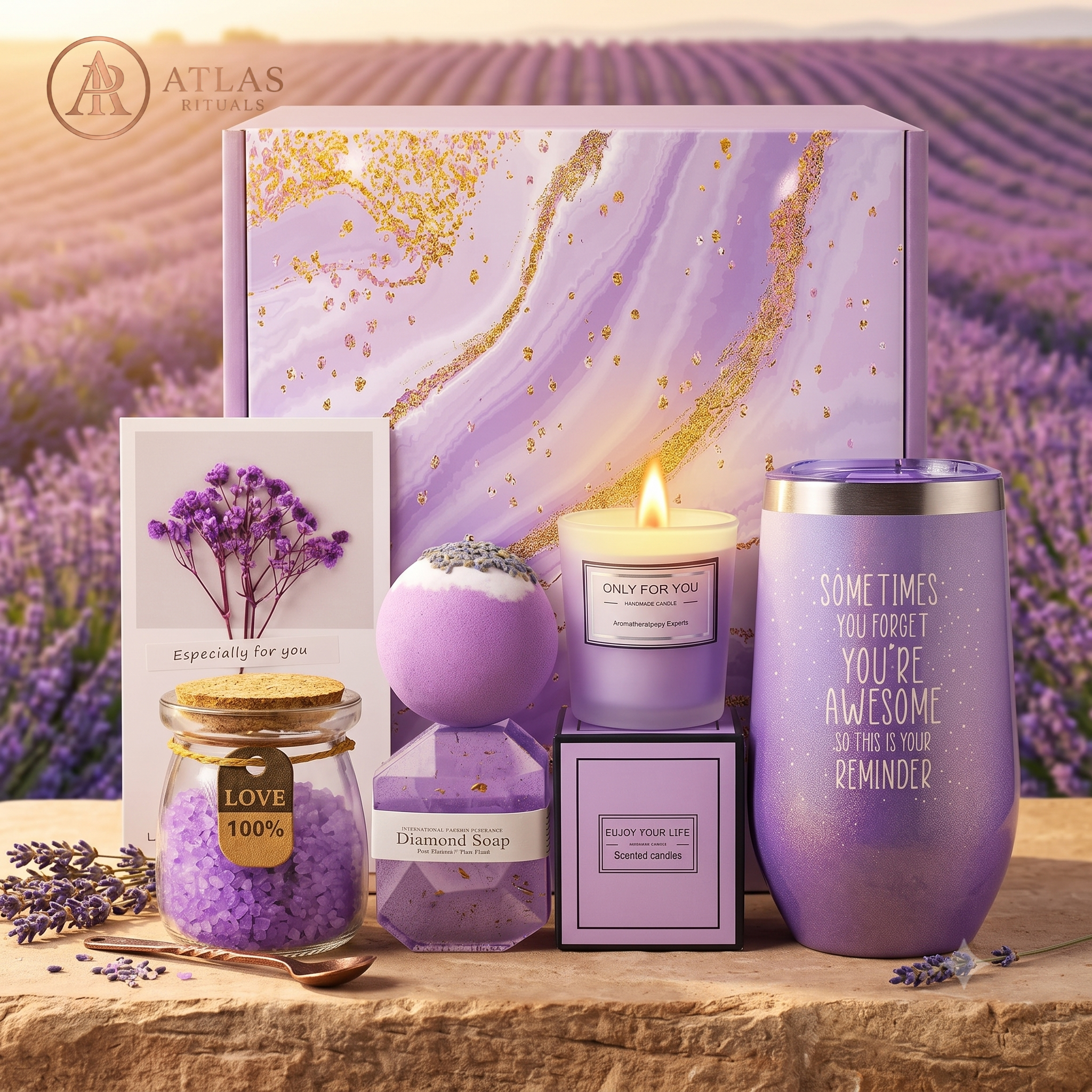 Lavender Calming Retreat Spa Gift Basket Set - Perfect Birthday, Christmas, Valentine's Day & Mothers Day Gift