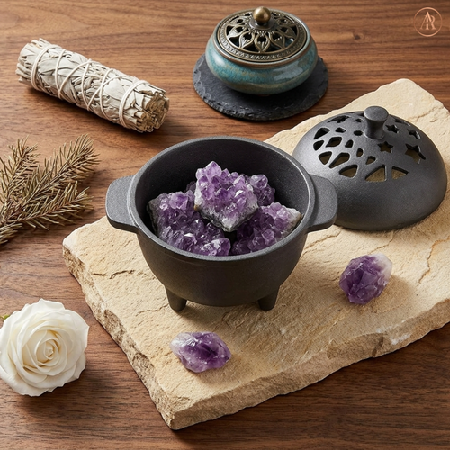 Cast Iron Incense Burner - Mini Cauldron for Sage, Palo Santo & Resin Incense