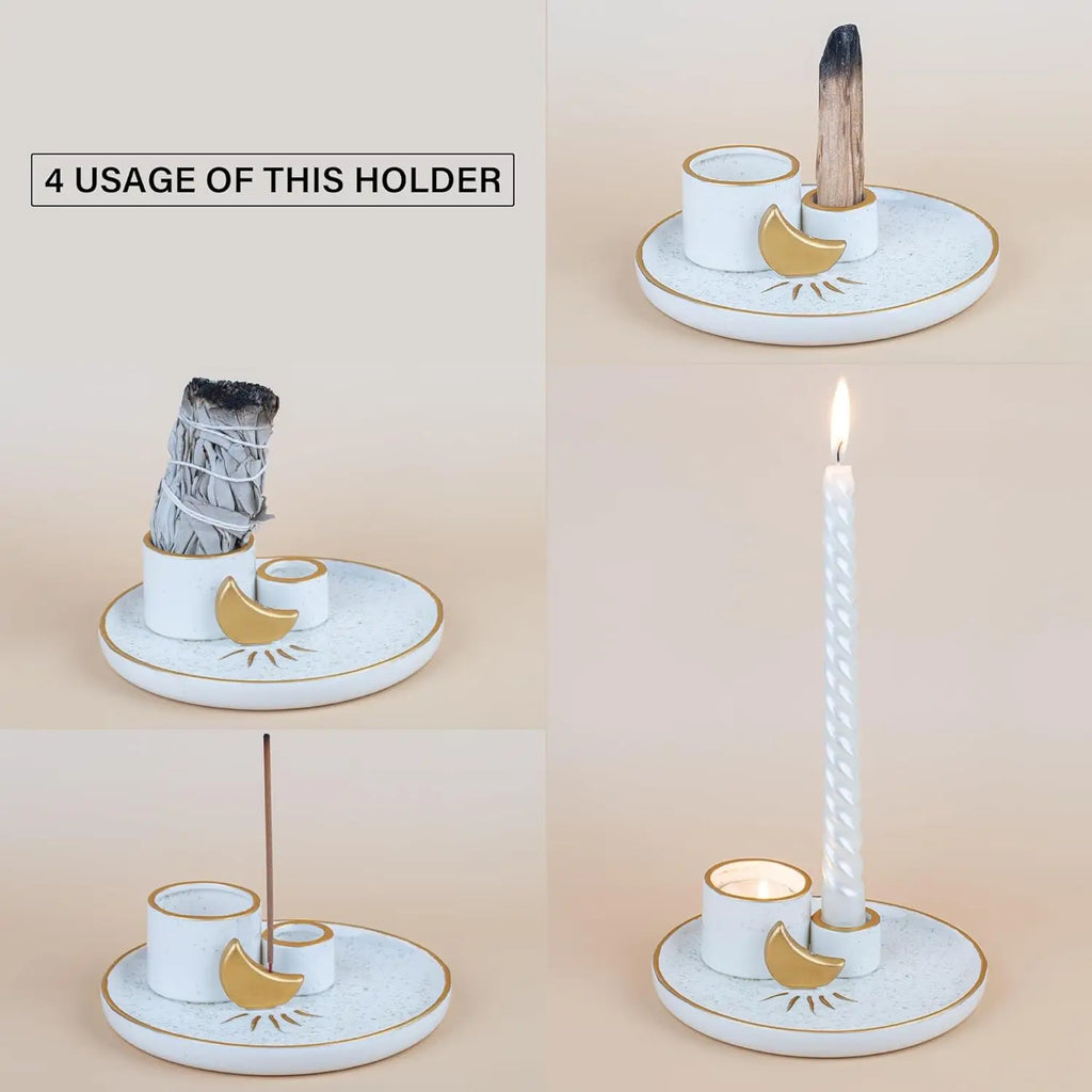 Ceramic Incense & Candle Holder - Home Decor, Meditation Room Gift
