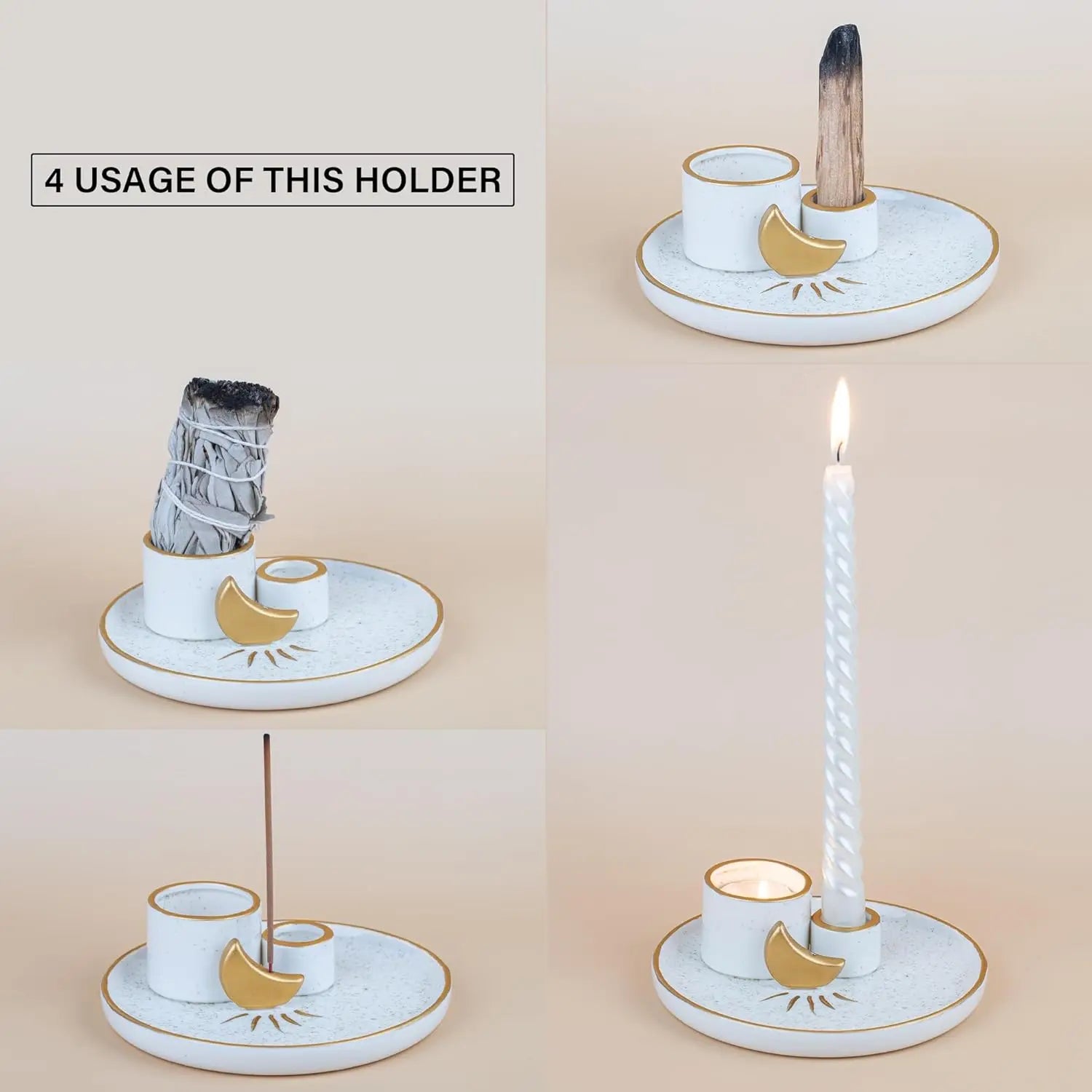 Ceramic Incense & Candle Holder - Home Decor, Meditation Room Gift