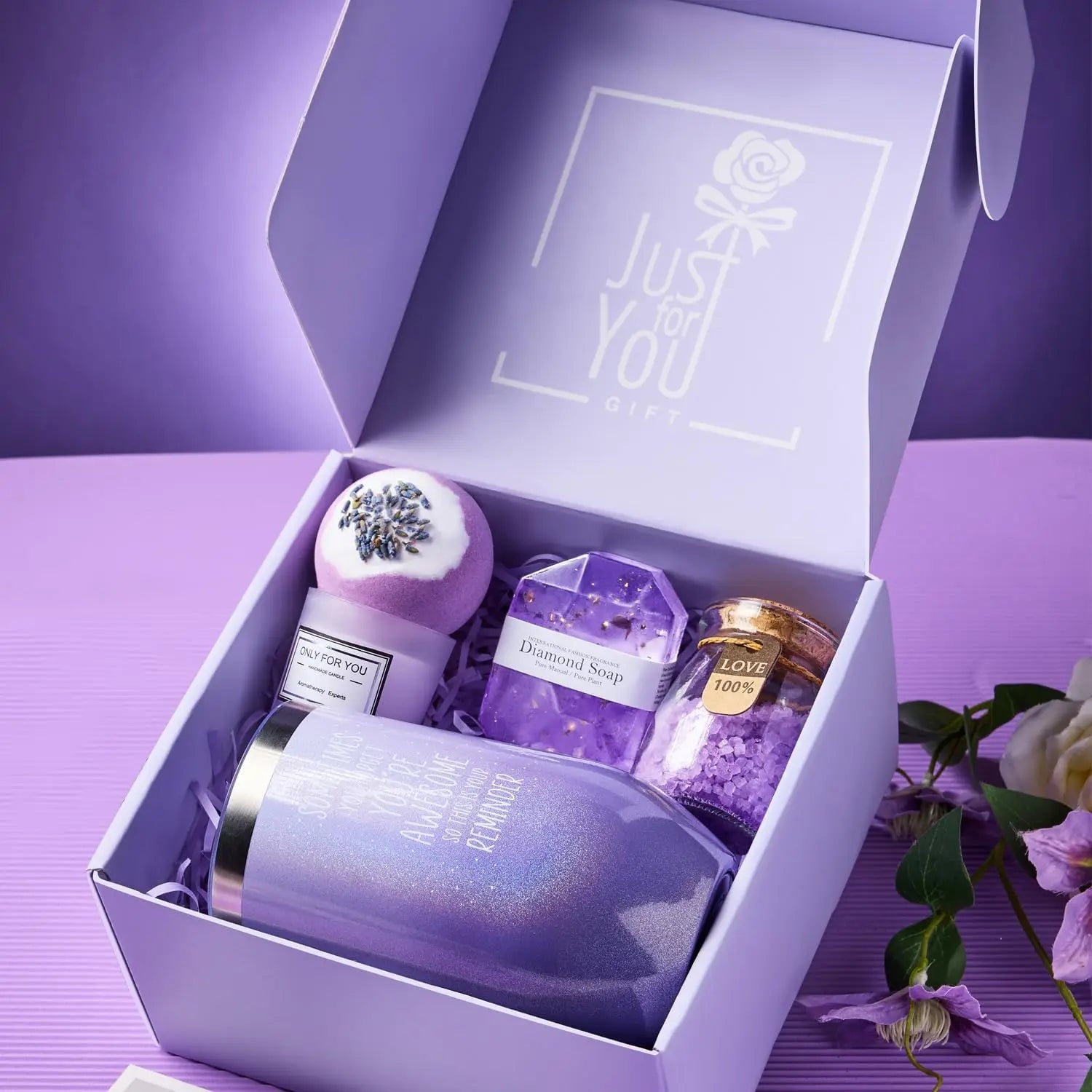 Lavender Calming Retreat Spa Gift Basket Set - Perfect Birthday, Christmas, Valentine's Day & Mothers Day Gift