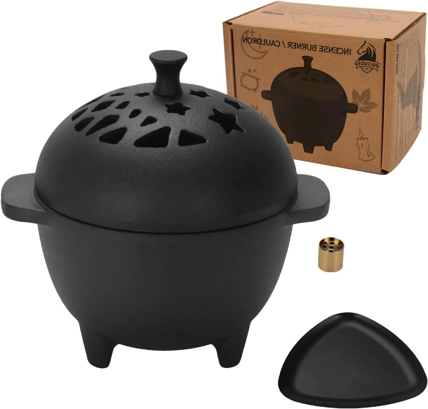 Cast Iron Incense Burner - Mini Cauldron for Sage, Palo Santo & Resin Incense