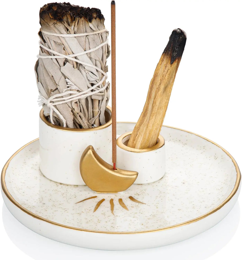 Ceramic Incense & Candle Holder - Home Decor, Meditation Room Gift