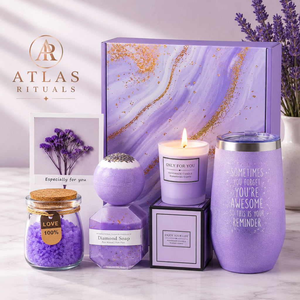 Lavender Calming Retreat Spa Gift Basket Set - Perfect Birthday, Christmas, Valentine's Day & Mothers Day Gift