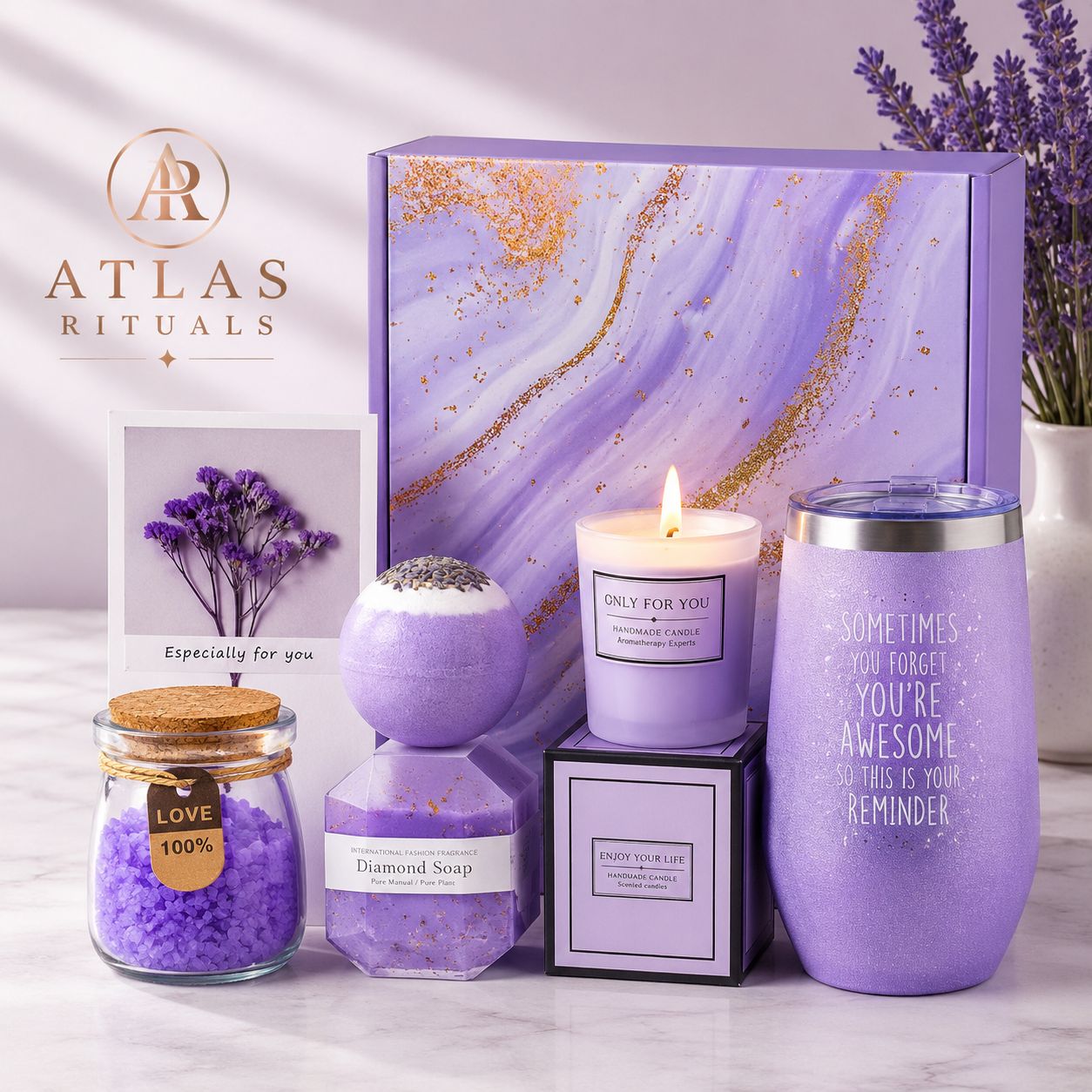 Lavender Calming Retreat Spa Gift Basket Set - Perfect Birthday, Christmas, Valentine's Day & Mothers Day Gift
